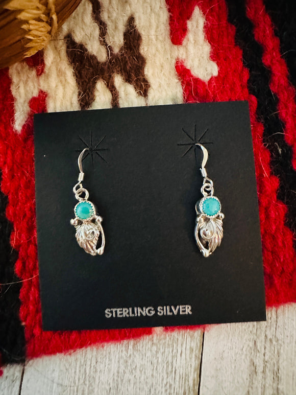 Navajo Turquoise & Sterling Silver Feather Earrings