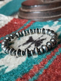 Vinita Cowboy Navajo Handmade 5mm-6mm Sterling Silver Beaded Stretch Bracelet