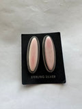 Navajo Sterling Silver Pink Conch Oval Post Earrings