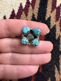 Beautiful Handmade Number 8 Turquoise And Sterling Silver Adjustable 4 Stone Ring