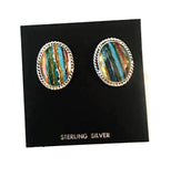 Navajo Rainbow Calsilica & Sterling Silver Oval Post Earrings