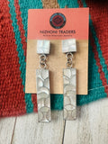 Zuni Sterling Silver & Mother of Pearl Inlay Dangle Earrings