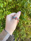 Handmade Pink Dream Mojave And Sterling Silver Diamond Shape Adjustable Ring