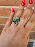 Beautiful Handmade Sonoran Mountain Turquoise And Sterling Silver Adjustable Ring