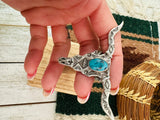 Navajo Turquoise & Sterling Silver Bullhead Adjustable Ring