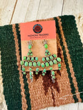 Navajo Green Turquoise & Sterling Silver Cluster Dangle Earrings