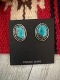 Navajo Kingman Turquoise & Sterling Silver Post Earrings