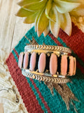 Navajo Sterling Silver & Queen Pink Conch Cuff Bracelet