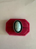 Navajo Sterling Silver & Single Stone Golden Hills Turquoise Adjustable Ring Signed