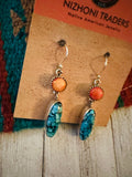 Navajo Turquoise, Spiny and Sterling Silver Dangle Earrings