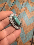 THE POP Handmade Turquoise And Sterling Silver Adjustable Single Stone Statement Ring