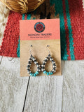 Navajo Turquoise & Sterling Silver Pearl Dangle Hoop Earrings