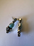 Handmade Larimar, Mother of Pearl and Sterling Silver Post Earrings Signed Nizhoni