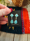 Navajo Turquoise and Sterling Silver Two Stone Dangle Earrings