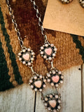 Navajo Sterling Silver & Queen Pink Heart Necklace Set