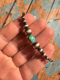 Beautiful Handmade Sterling Silver & Sonoran Mountain Turquoise Navajo Pearl Style Beaded Necklace