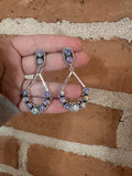 Handmade Purple Fire Opal, CZ and Sterling Silver Handmade Dangles