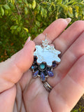 Handmade Sterling Silver, Purple Dream Mojave, Turquoise Post Cluster Earrings Signed Nizhoni