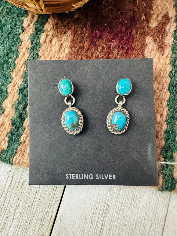 Navajo Sterling Silver & Turquoise Dangle Earrings