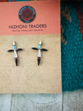 Zuni Sterling Silver & Multi Stone Inlay Cross Post Earrings