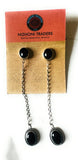 Navajo Sterling Silver & Black Onyx Dangle Earrings