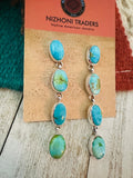 Navajo Sonoran Mountain Turquoise & Sterling Silver Dangle Earrings