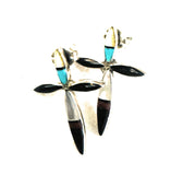 Zuni Sterling Silver & Multi Stone Inlay Cross Post Earrings