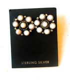 Navajo Sterling Silver & Queen Pink Conch Cluster Post Earrings