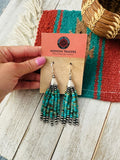 Navajo Turquoise & Sterling Silver Pearl Beaded Tassel Dangle Earrings