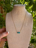 “The Golden Collection” Handmade Natural Turquoise 14k Gold Plated Bar 16-18.5” Necklace