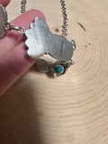 Beautiful Handmade Sterling Silver, Kingman Turquoise & Palomino Turquoise Heart Lariat Necklace