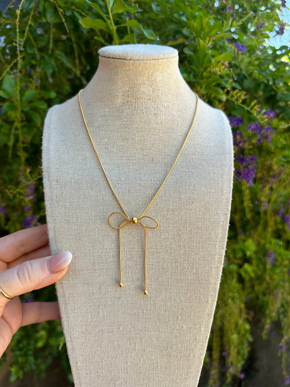 “The Golden Collection”  BOW NECKLACE Handmade 18k Gold Plated Necklace