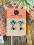 Zuni Sterling Silver & Turquoise Cluster Dangle Earrings