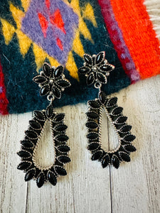 Handmade Black Onyx & Sterling Silver Dangle Earrings Signed Nizhoni