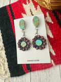 Navajo Turquoise, Spiny & Sterling Silver Dangle Earrings by Jacqueline Silver