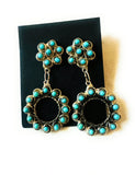 Zuni Sterling Silver & Turquoise Petit Point Dangle Earrings