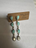 Handmade Turquoise, Mother of Pearl and Sterling Silver Dangle Earrings