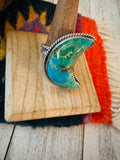 Navajo Turquoise & Sterling Silver Adjustable Moon Ring by Russell Sam