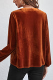 Ruched Decorative Button Notched Blouse