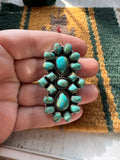 “The September” Nizhoni Handmade Adjustable Turquoise Sterling Silver Ring (Green) Style 2