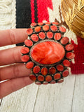 Navajo Orange Spiny Sterling Silver Cuff Bracelet