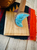 Navajo Turquoise & Sterling Silver Adjustable Moon Ring by Russell Sam