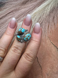 Beautiful Handmade Number 8 Turquoise And Sterling Silver Adjustable Ring