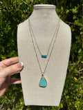 “The Golden Collection” Handmade Natural Turquoise 14k Gold Plated Bar 16-18.5” Necklace