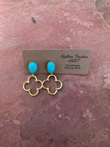 “The Golden Collection” SPRINGTIME Natural Turquoise Handmade 14k Gold Plated Earrings