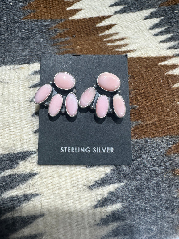 Navajo Queen Pink Conch & Sterling Post Earrings