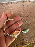 Handmade Turquoise & Sterling Silver Hoop Earrings Signed Nizhoni