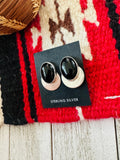 Navajo Onyx & Sterling Silver Post Earrings