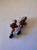 Handmade Lapis, Rhodonite and Sterling Silver Post Earrings Signed Nizhoni