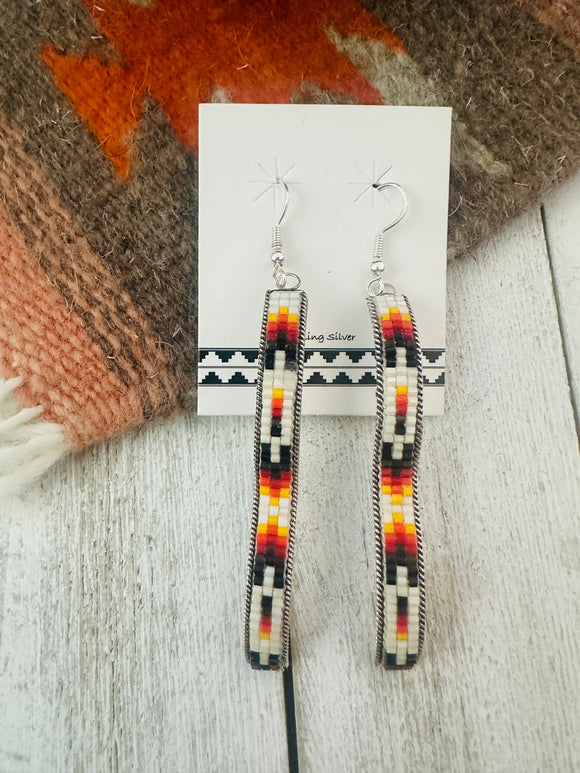 Navajo Handmade Multicolor Beaded Dangle Earrings